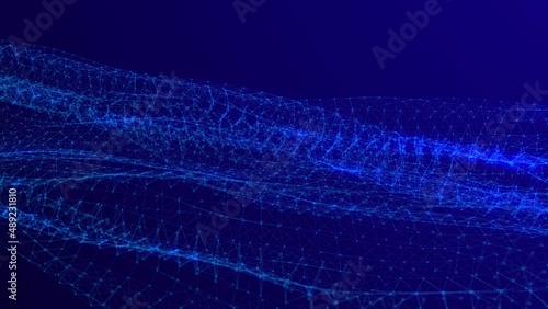 Digital Plexus background.Data technology and scientific illustration. Moving dots and lines network connection structures. 3d rendering. 4K