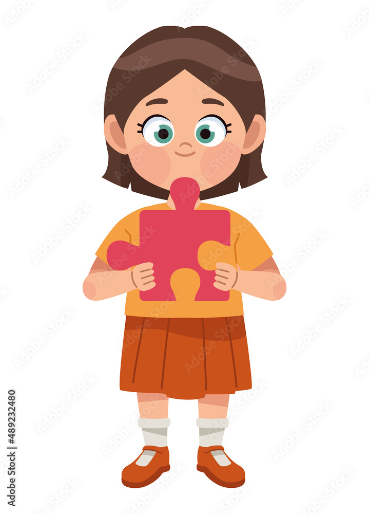 autistic girl with puzzle piece autistic girl with puzzle piece