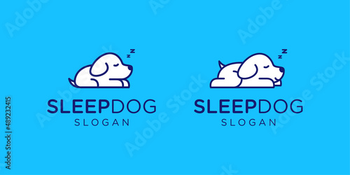 Illustration Sleep Dog Lazy Puppy Animal Rest Cute Cartoon Character Vector Logo Design