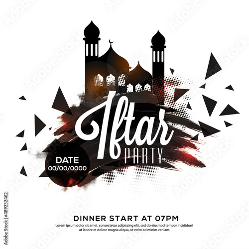 Wallpaper Mural Iftar Party Invitation Card Or Flyer Design With Event Details And Black Brush Effect On White Background. Torontodigital.ca