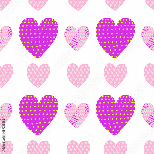 seamless vector pattern with hearts. Background with pink elements. St Valentine   s Day or wedding backgrounds or wallpapers. 