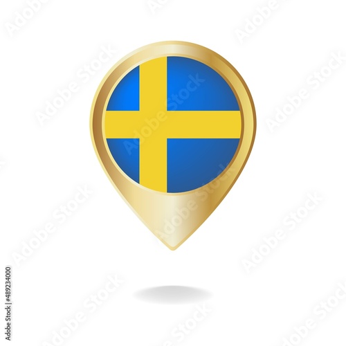 Sweden flag on golden pointer map, Vector illustration eps.10 Free Download Sweden flag on golden pointer map, Vector illustration eps.10 - GFXLoad