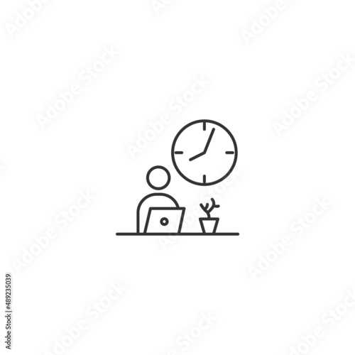 Free Download Virtual video interview work line icon. Screen webinar monitor digital news talk - GFXLoad