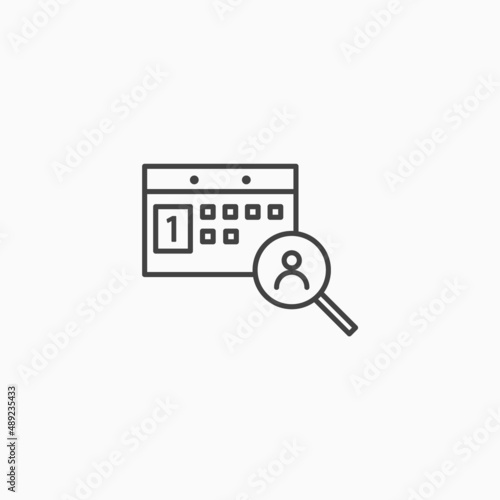 Work time employee shedule line icon. Human hr manager
