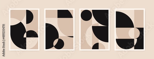 Abstract geometric posters. Simple primitive shapes and forms, modern background set bauhaus style. Vector art illustration photo
