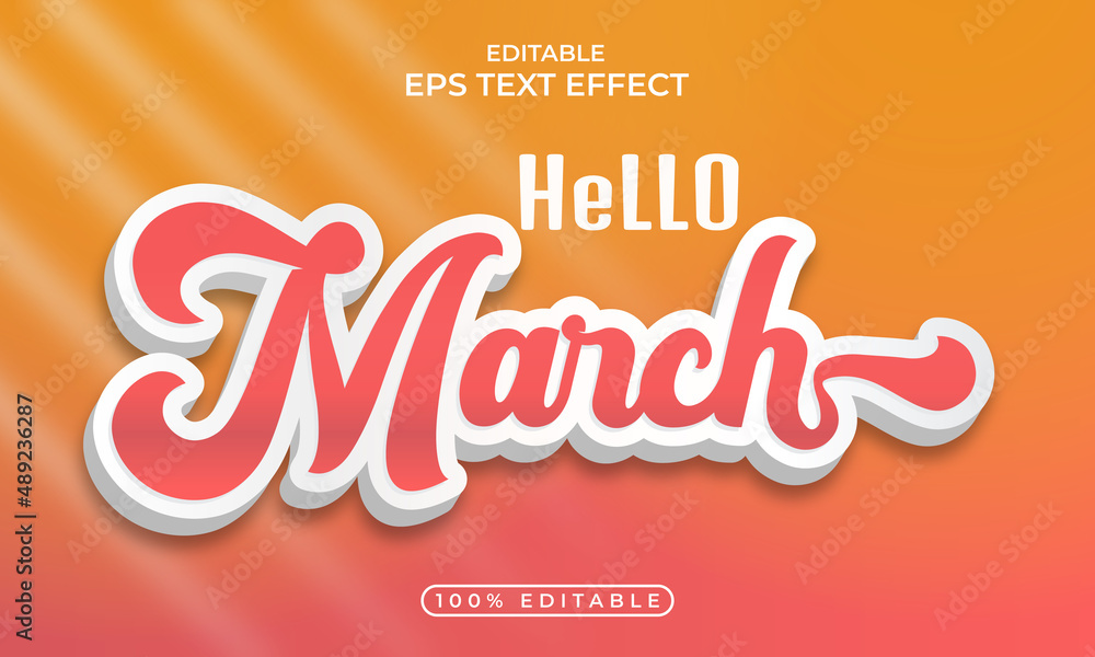 Hello month, editable Text effect. Vector illustration for design calendar 