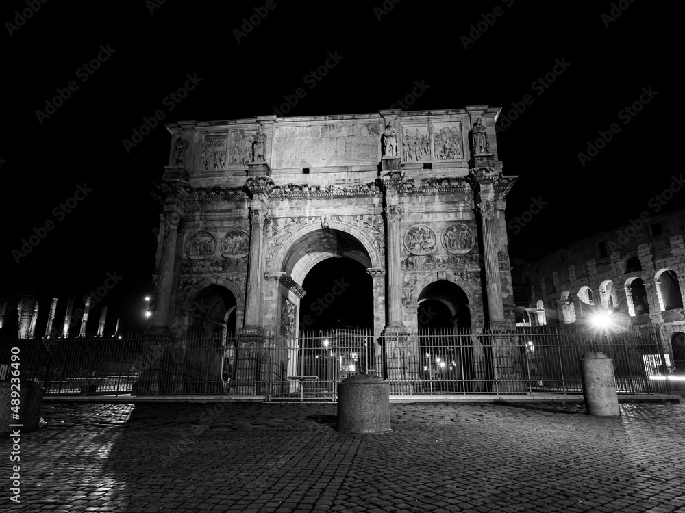 Arco di Costantino near the Colosseum in Rome (Black and White)