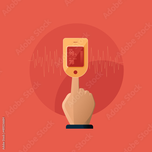 Medical Equipment Monitoring Health with Cardio Test, Oximeter Measuring Pulse and Saturation of Blood