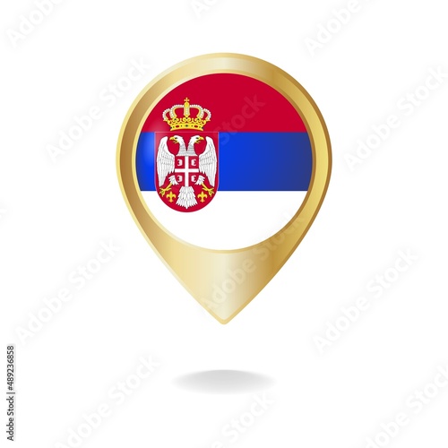 Free Download Serbia flag on golden pointer map, Vector illustration eps.10 - GFXLoad