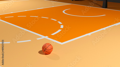 3d rendering of a basketball on a court