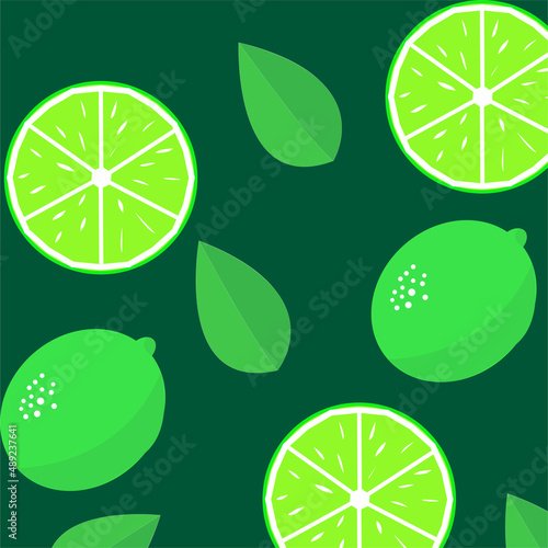pattern with lime on green background