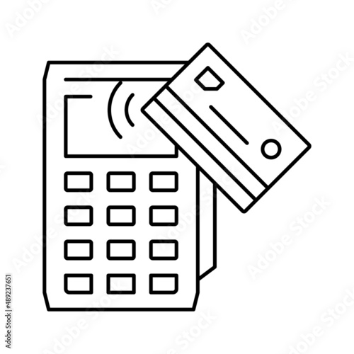 card contactless pay post terminal device line icon vector illustration