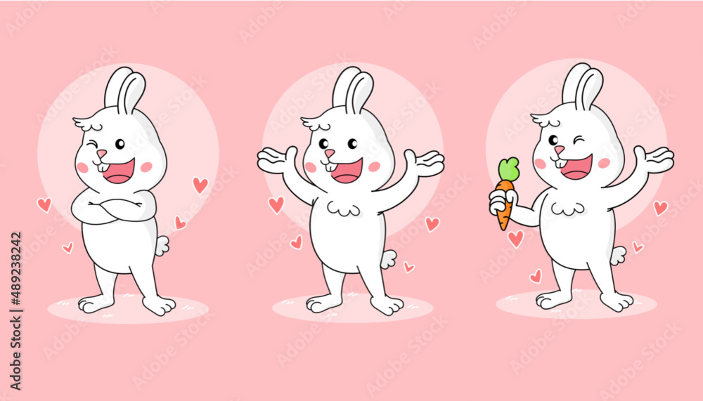 Naklejka premium Character of rabbit on pink pastel with easter,Drawing vector illustration.