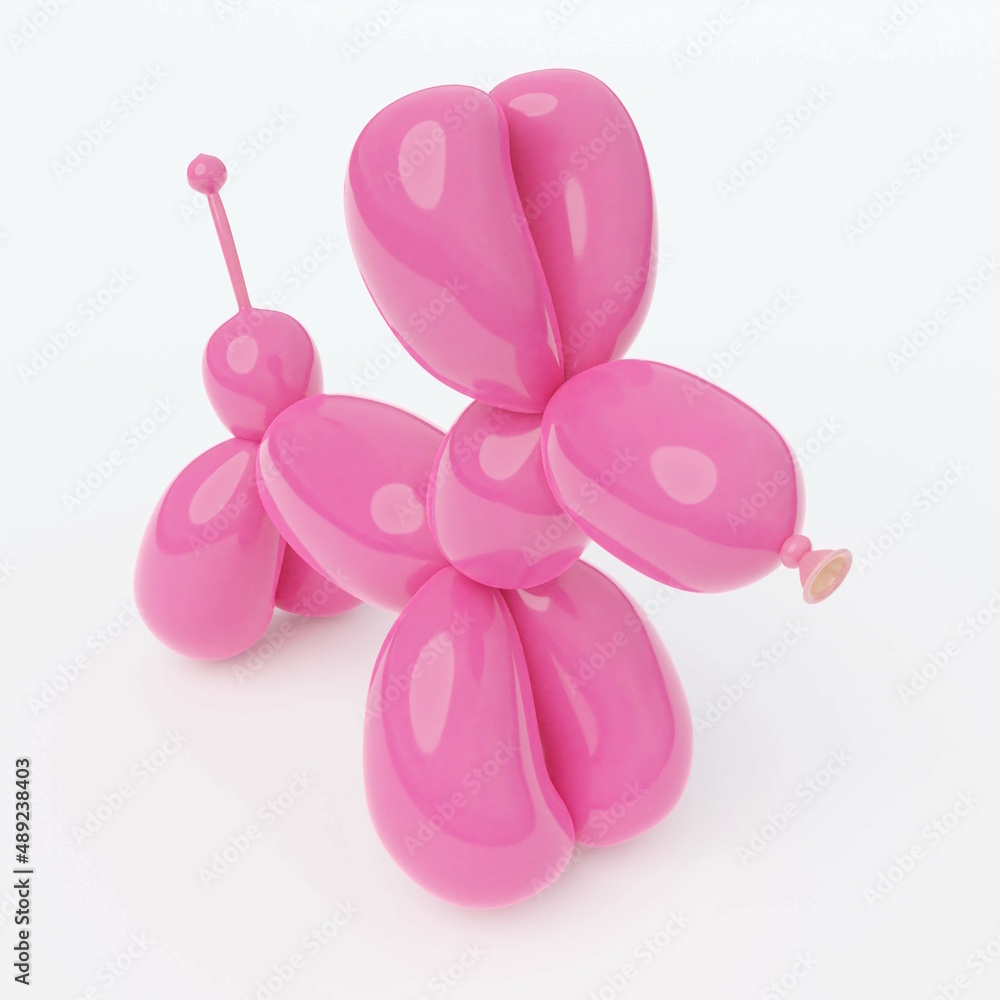 Fototapeta premium pink balloon dog on white background