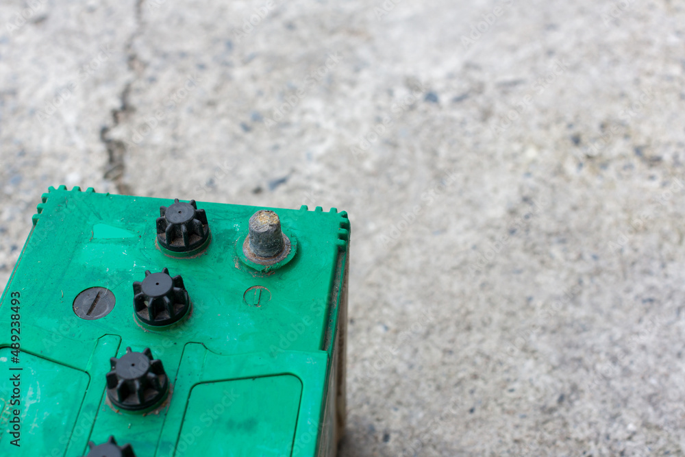 Oxidized and dirty car battery terminal. Battery terminals corrode dirty damaged problem. Old