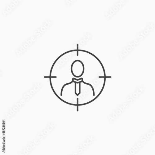 Focus human serch line icon. Target member  photo