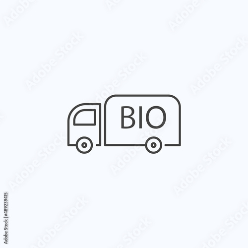 Car bio transportation truck line icon. Eco garbage truck