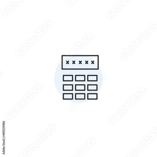 Keypad pin number entry code line icon. Password security combination