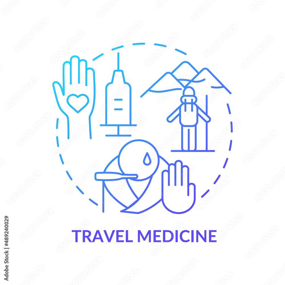 Travel medicine blue gradient concept icon Travel medicine blue gradient concept icon