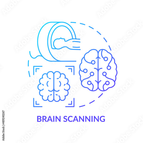 Brain scanning blue gradient concept icon