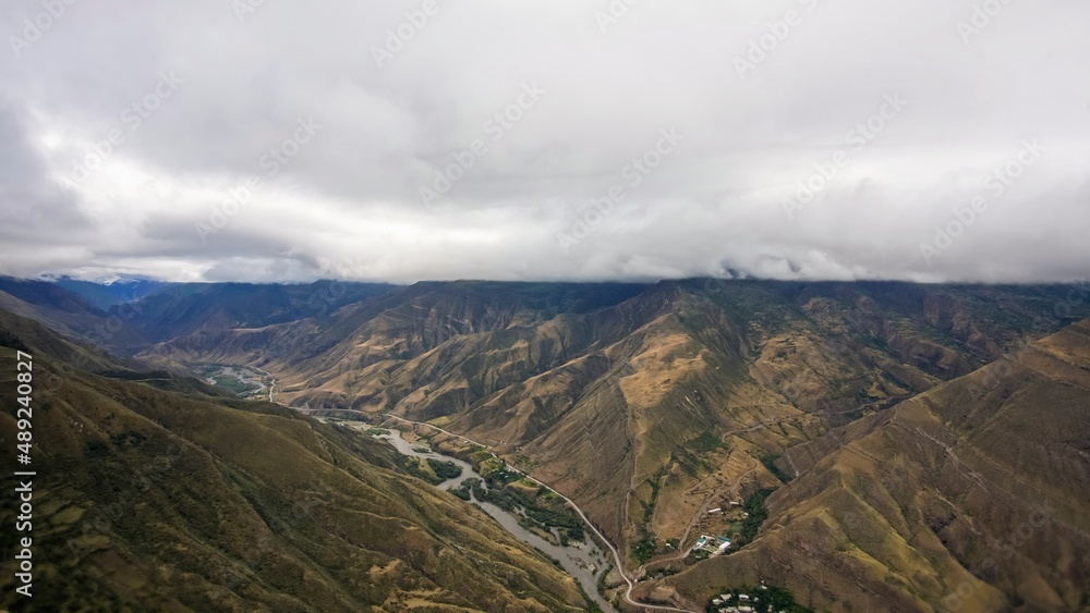 fog in the rural mountainous area of Dagestan with a view of the mountain peaks fog in the rural mountainous area of Dagestan with a view of the mountain peaks