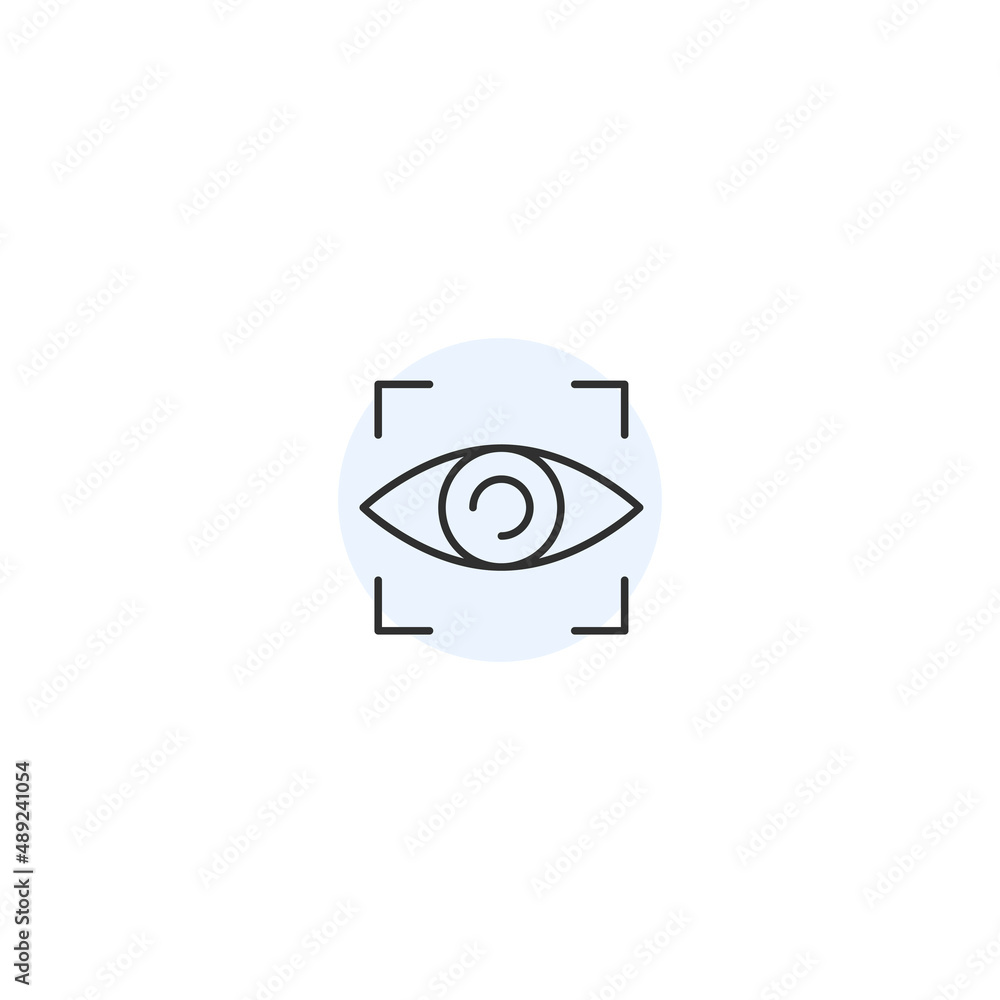 Eye scanning visual identity line icon. Biometric scan iris id security Eye scanning visual identity line icon. Biometric scan iris id security
