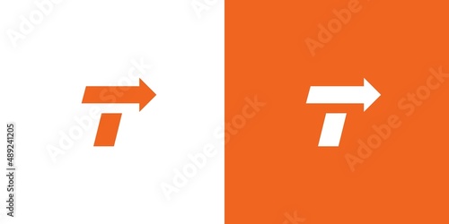 Unique and attractive letter T initial direction logo design