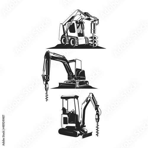 mini excavator drill silhouette