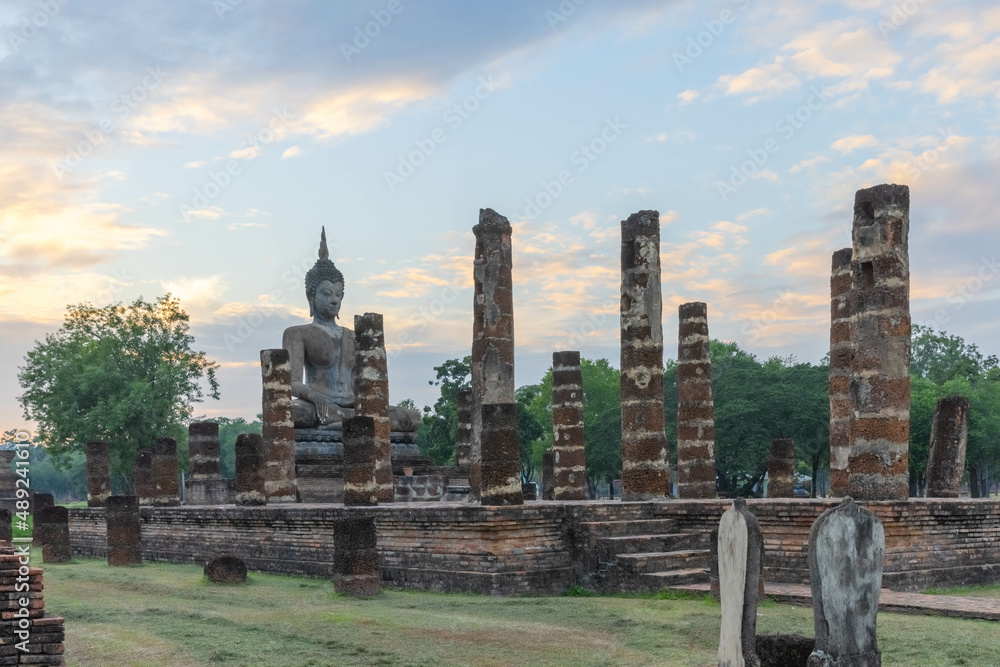 A beautiful Buddha statue in wat mahathat temple at Sukhothai Historical Park, which also one of UNESCO Heritage Site