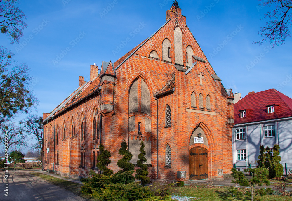 Built in 1904 in the neo-Gothic style, the Church of Christians the Baptists in the city of Sczytno in Masuria, Poland. Since 1994, the temple is on the register of monuments. Built in 1904 in the neo-Gothic style, the Church of Christians the Baptists in the city of Sczytno in Masuria, Poland. Since 1994, the temple is on the register of monuments.