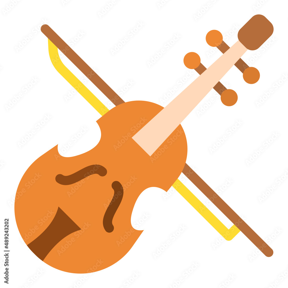 Violin flat icon. Can be used for digital product, presentation, print design and more. Violin flat icon. Can be used for digital product, presentation, print design and more.