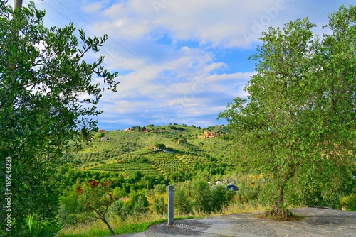 Tuscan landscape in the locality of Vinci in Florence, Italy known for being the place of origin of the genius Leonardo da Vinci