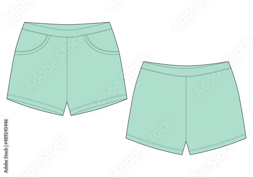 Technical sketch sleep shorts pants design template