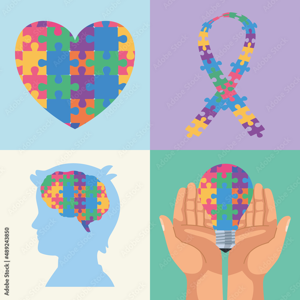 four autism day icons