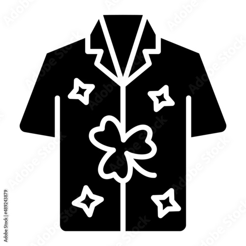 Shirt with clover glyph icon. Can be used for digital product, presentation, print design and more.
