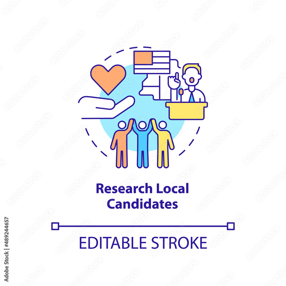 Research local candidates concept icon
