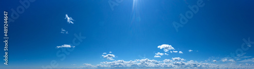 Panorama Blue sky and white clouds. Bfluffy cloud in the blue sky background photo