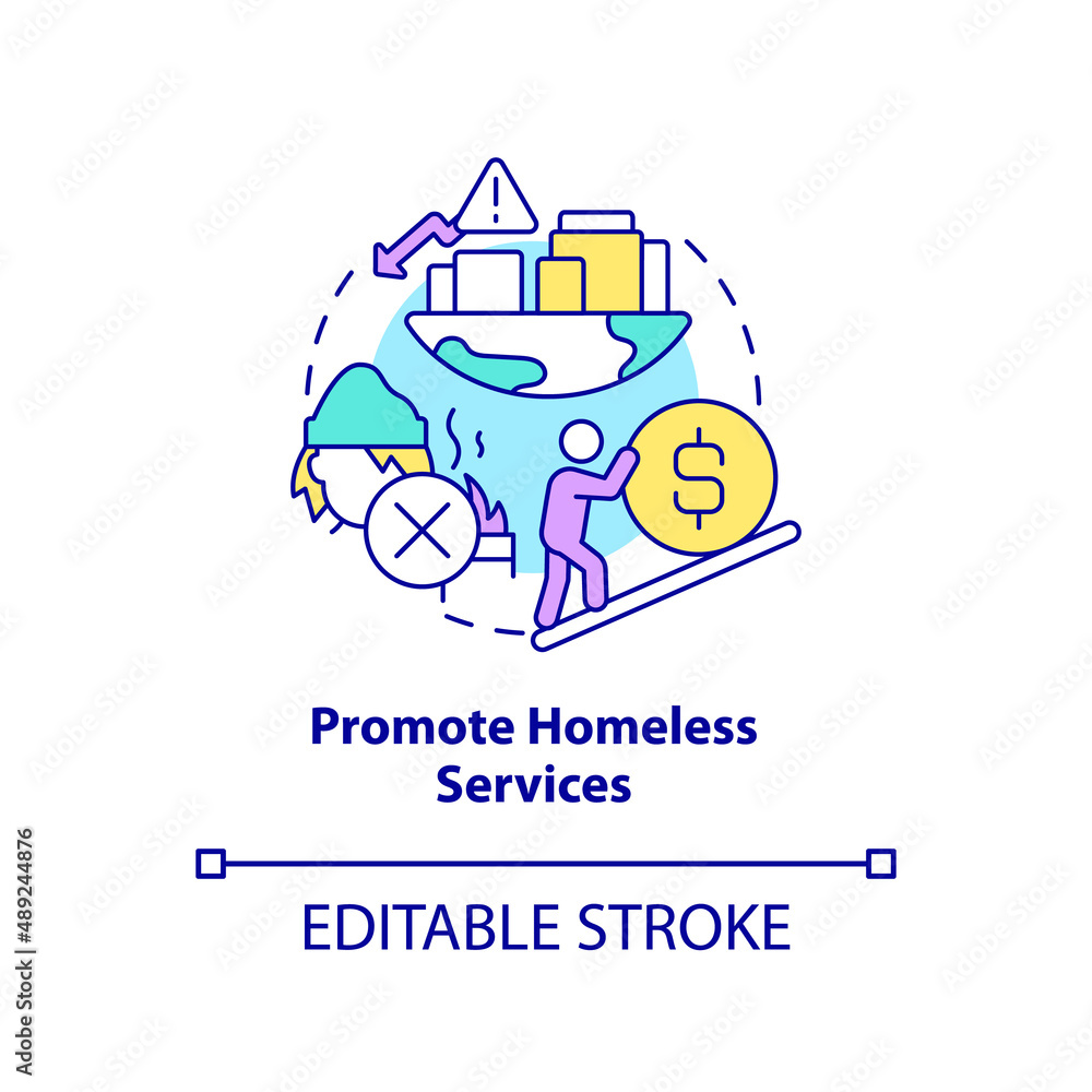 Promote homeless services concept icon