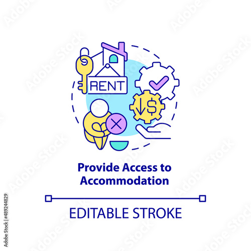 Provide access to accommodation concept icon