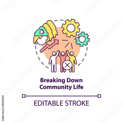 Breaking down community life concept icon