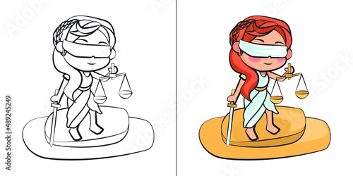 Zodiac sign of Libra cute girl illustration vector September 23 to October 22