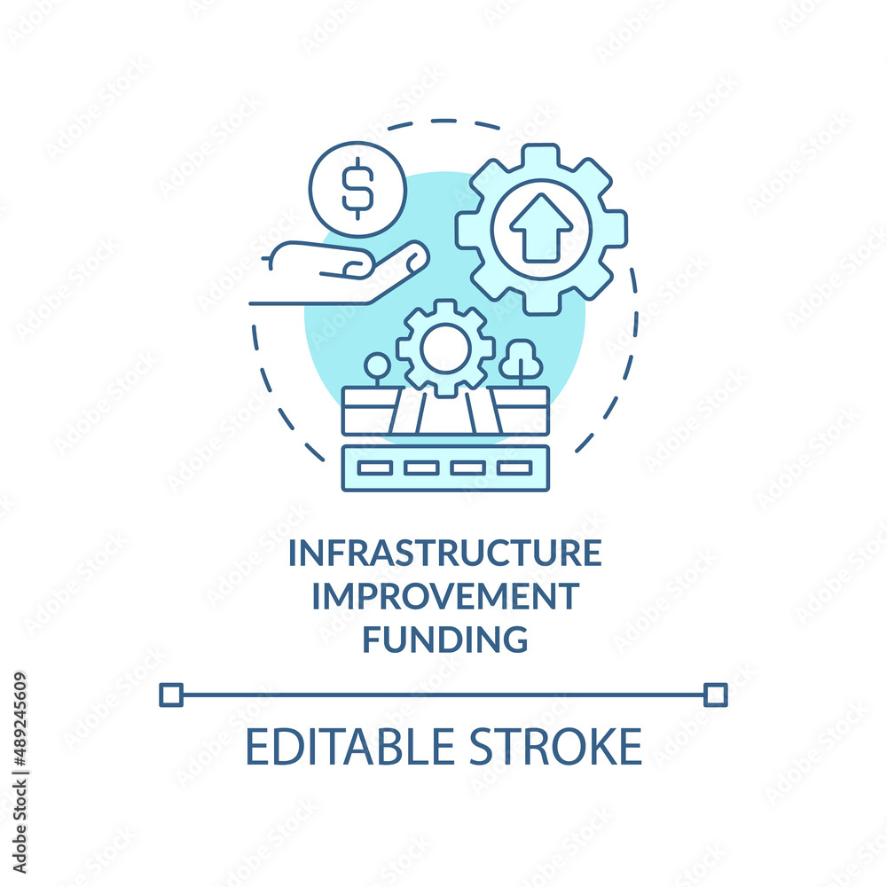 Infrastructure improvement funding turquoise concept icon Infrastructure improvement funding turquoise concept icon
