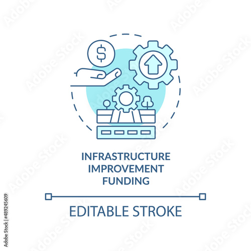 Infrastructure improvement funding turquoise concept icon
