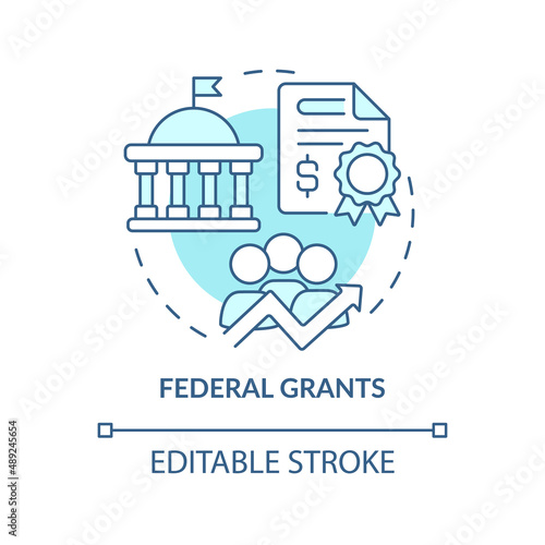 Federal grants turquoise concept icon