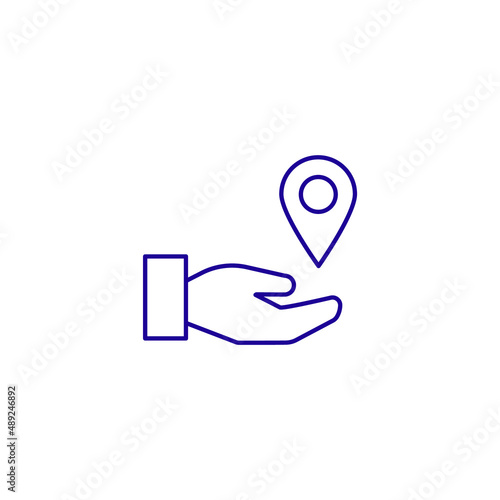 Location pin navigation line icon. Tourism travel route vector path gps pin icon 