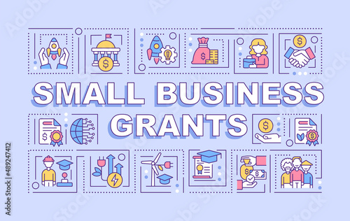 Small business grants word concepts purple banner