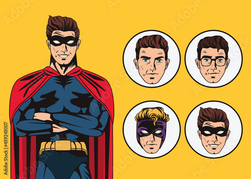 superhero and heads pop art