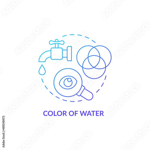 Color of water blue gradient concept icon. Water quality testing abstract idea thin line illustration. Color measurement. Visual comparison. Isolated outline drawing. Myriad Pro-Bold font used