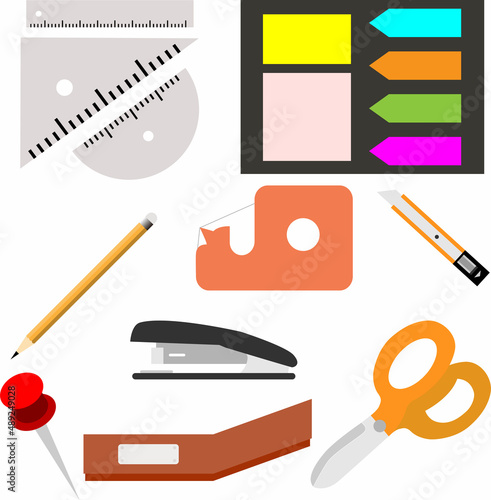 Vector illustration set of stationary