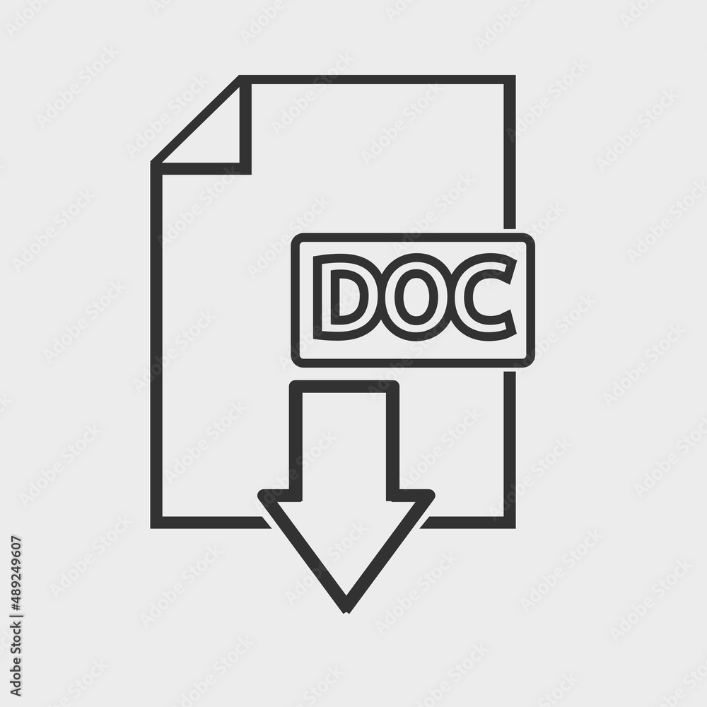 Doc format vector icon solid grey Doc format vector icon solid grey